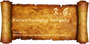 Keresztszeghy Gergely névjegykártya